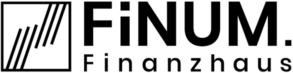 Logo von FINUM Finanzhaus mit diagonalen Linien in einem Quadrat.