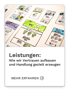 Handgezeichnete Skizzen von Website-Layouts mit der Überschrift „Leistungen: Wie wir Vertrauen aufbauen und Handlung gezielt erzeugen“.