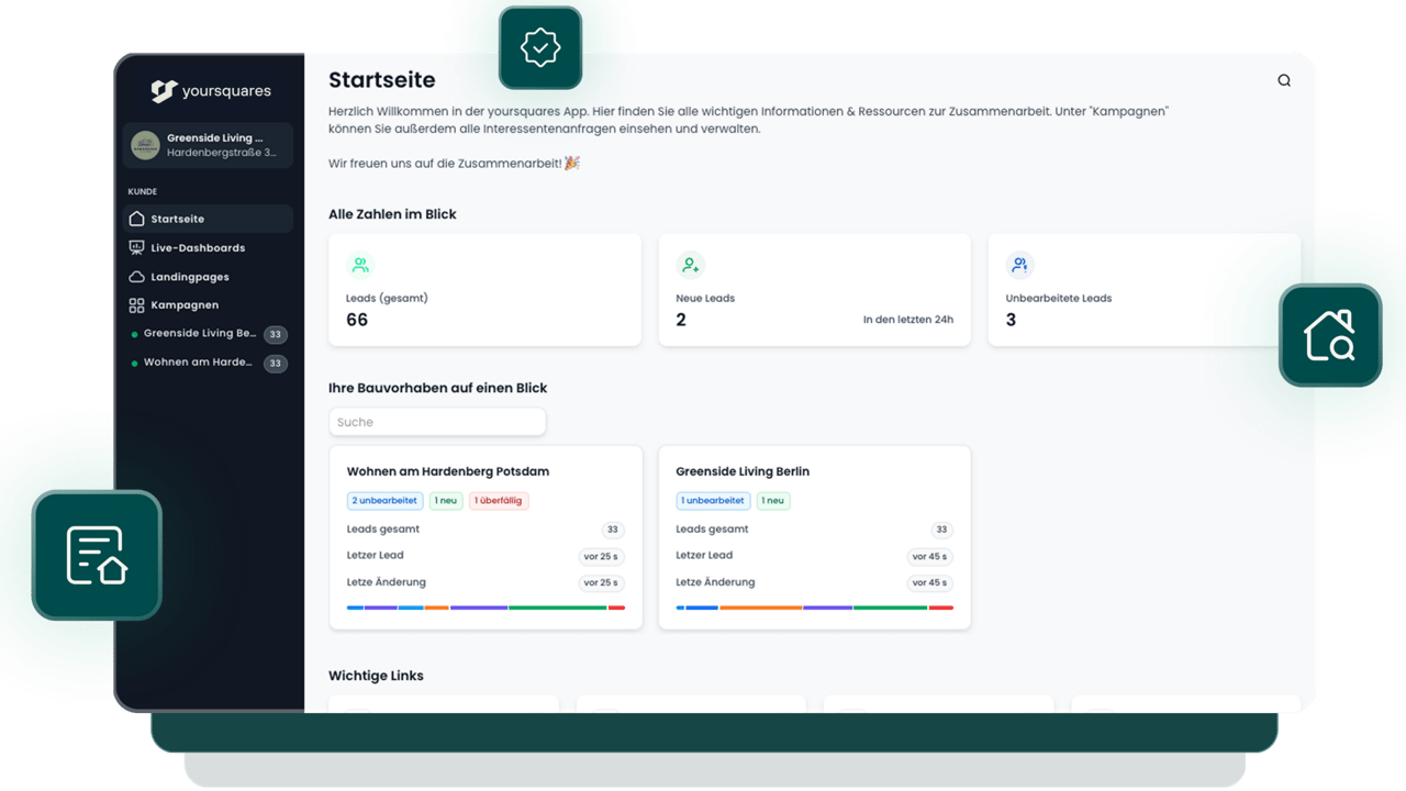 yoursquares App Startseite
