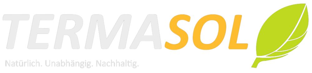 TERMASOL Logo mit einem grünen Blatt und dem Slogan: "Natürlich. Unabhängig. Nachhaltig."