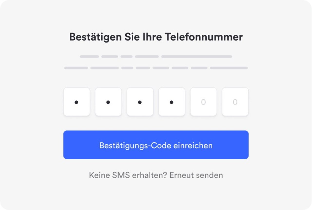Phone number confirmation by code