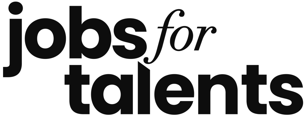 Schwarzer Text auf grünem Hintergrund: "jobs for talents"