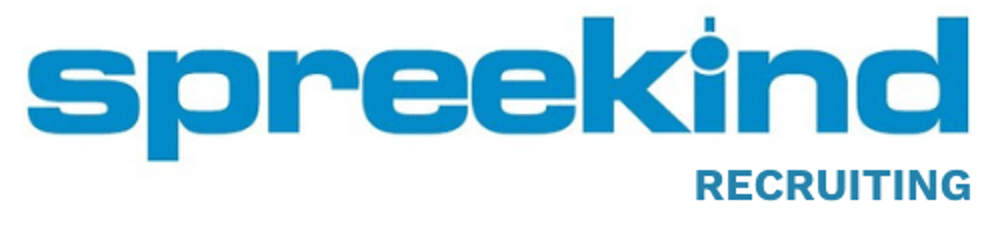 Sprekind Recruiting Logo mit blauem Text auf weißem Hintergrund.