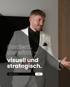 Mann im Anzug lächelt, Text: "Content, der wirkt – visuell und strategisch."