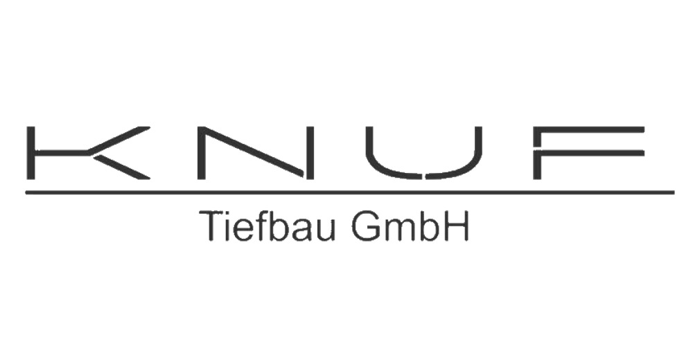 Logo: Knuf Tiefbau GmbH in weißer Schrift auf dunkelgrünem Hintergrund.