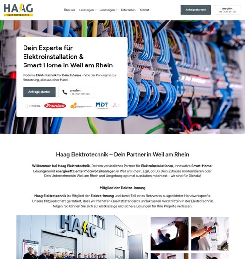 Webseite von Elektroprofi Haag