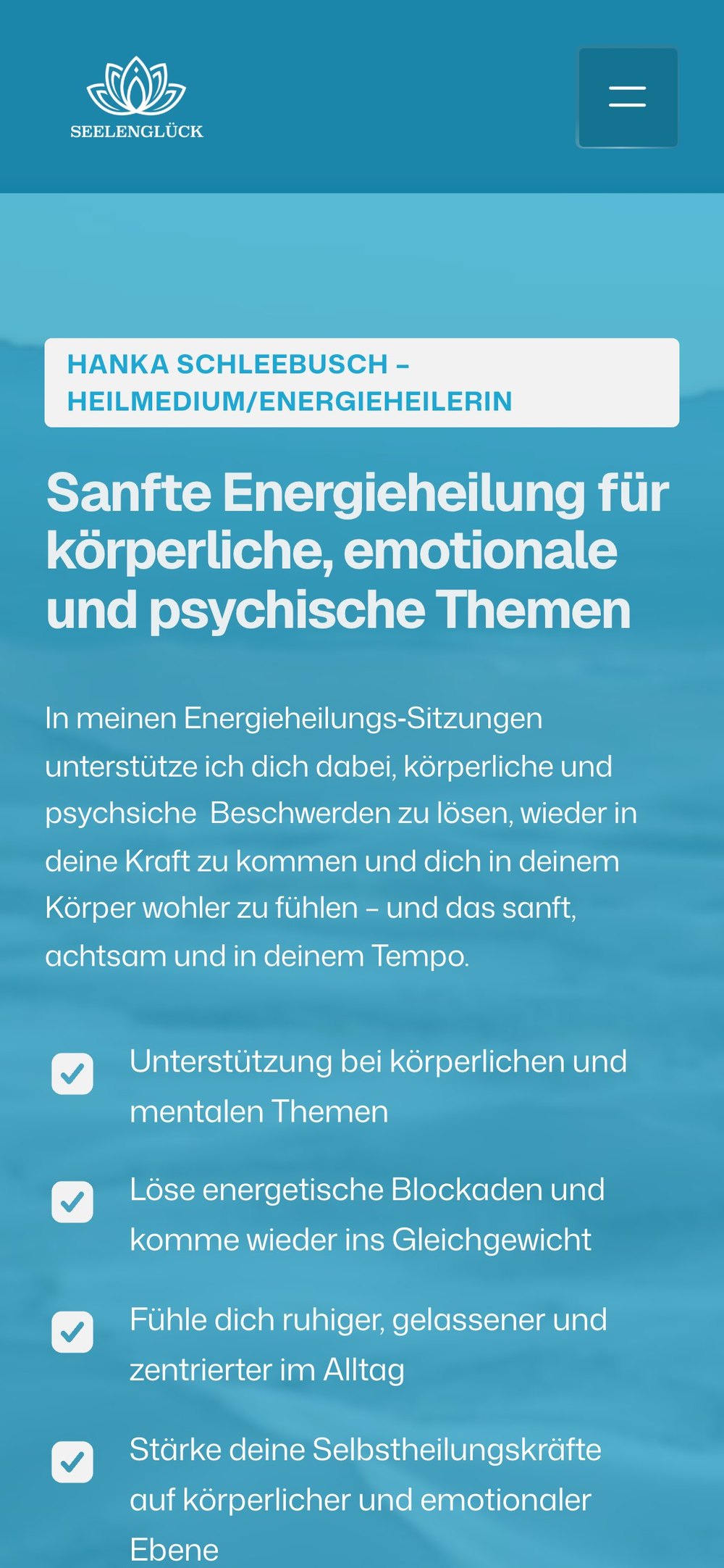 Landingpage Seelenglück der Energieheilerin Hanka Schleebusch