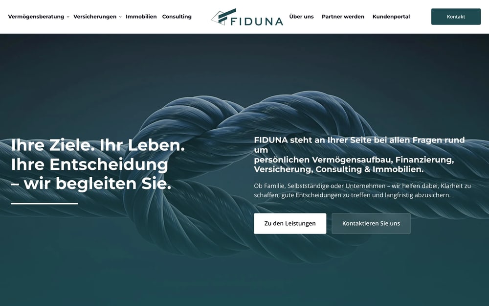 Startseite der Website von FIDUNA Finanzberatung