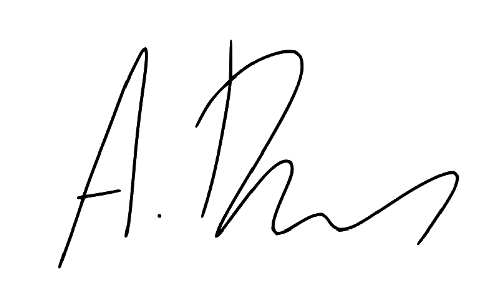 Schwarze Unterschrift mit "A. Deniz".