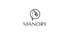 Logo mit einem schwarzen Kreis, der ein geschwungenes "M" enthält, und dem darunterstehenden Wort "MANORY".
