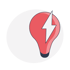 Rote Glühbirne mit einem weißen Blitz in der Mitte. Sinnbildlich für Energie  Versorger Branche.