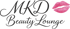 Logo mit schwarzem Text "MKD Beauty Lounge" und einem pinken Kussmund.