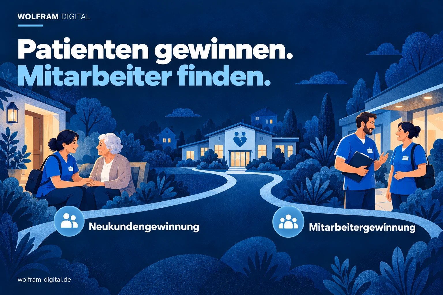 Zwei Ziele im Pflegemarketing: passende Patienten gewinnen und Mitarbeiter finden.