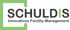 Logo von Schuldis Innovatives Facility Management mit grünem Rahmen-Element auf schwarzem Hintergrund.