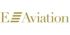 Goldenes E Aviation Logo auf weißem Hintergrund mit grünen Rändern.