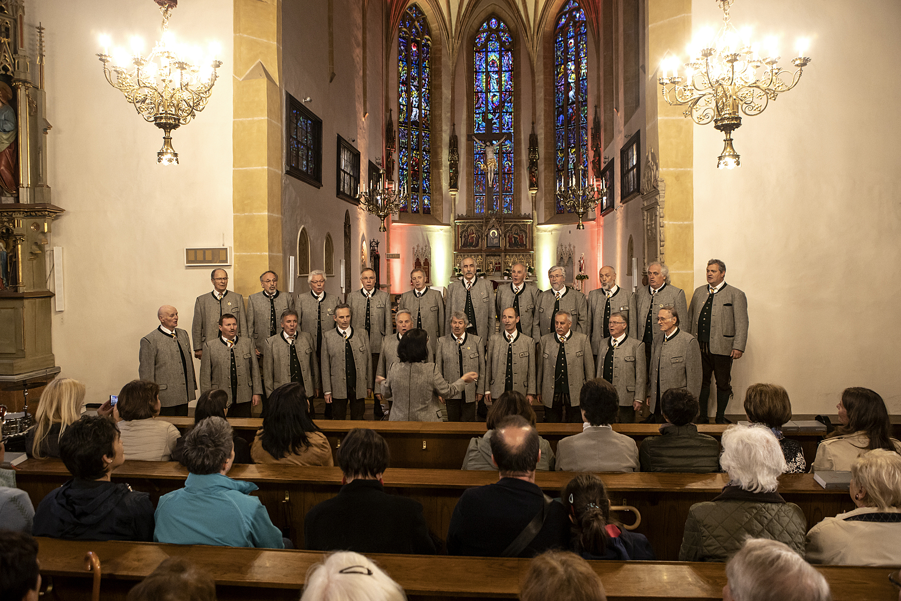 The Steirischer Jägerchor performing in the Stadtpfarrkirche during the Long Night of Choirs, Voices of Spirit 2019, Graz