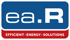 ea.R Logo mit dem Text "EFFICIENT ENERGY SOLUTIONS" auf rotem Grund.