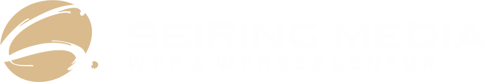 Logo: Seiring Media Web & Werbeagentur mit einem stilisierten Blatt- oder Globussymbol.