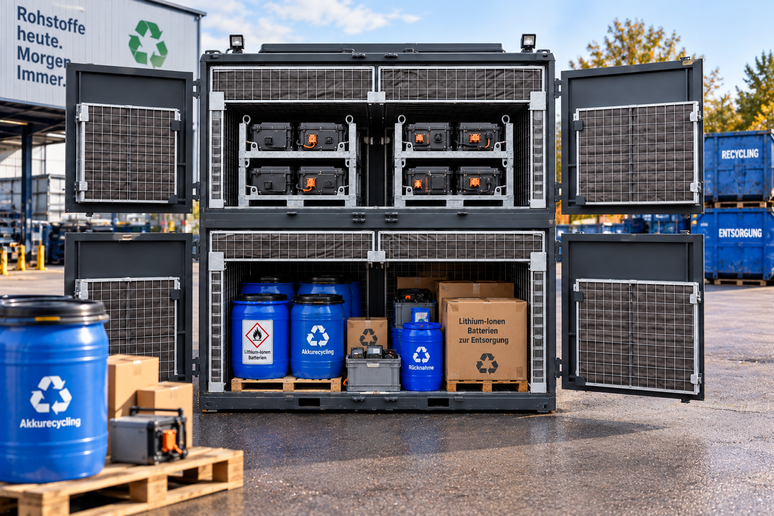 Dry Fire Storage auf dem Betriebsgelände eines Entsorgungsbetriebs
