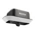 A black and white LiftMaster garage door opener with a camera lens visible underneath.