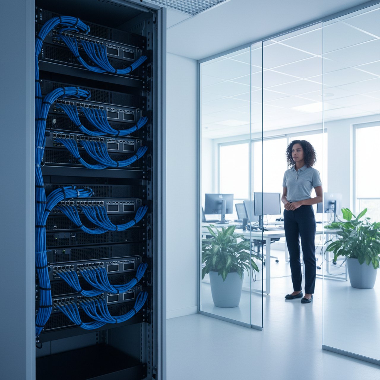 Serverschrank mit Netzwerktechnik