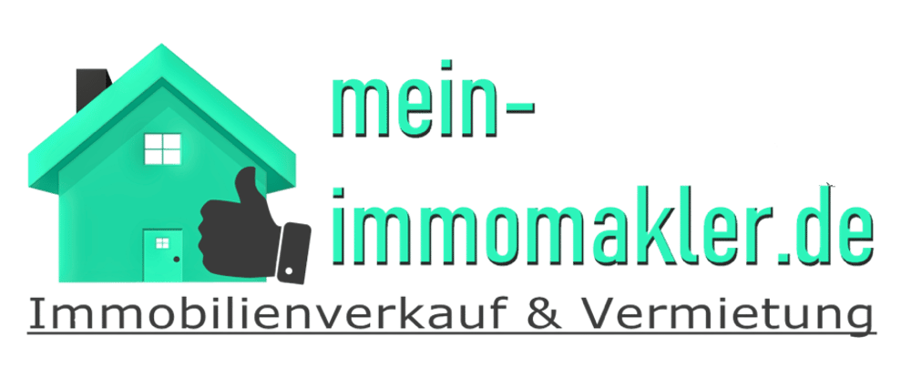 Logo: Grünes Haus mit Daumen hoch, daneben "mein-immomakler.de", darunter "Immobilienverkauf & Vermietung".
