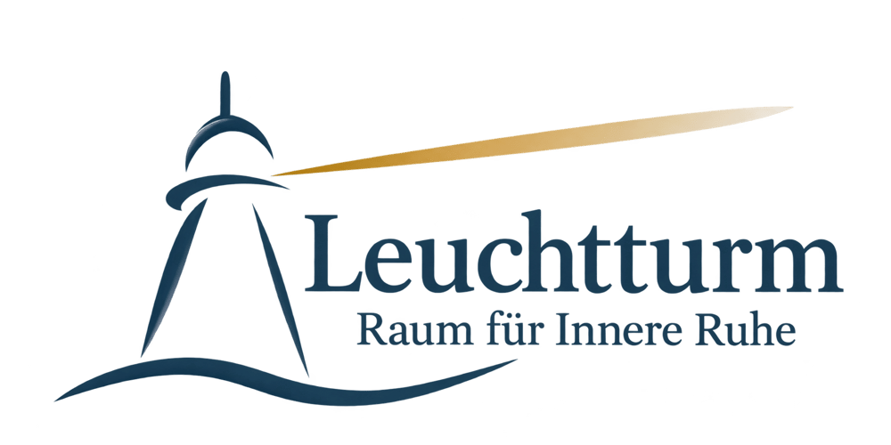 Logo mit Leuchtturm-Symbol und dem Text „LEUCHTTURM – RAUM FÜR INNERE RUHE“.