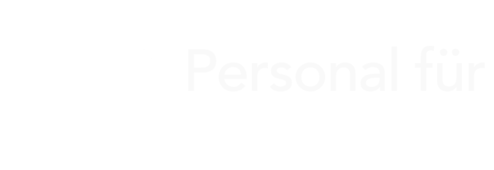 Logo mit Person, Häusern, Gebäuden und Text: "Personal für Wohnungswirtschaft" auf grünem Hintergrund.