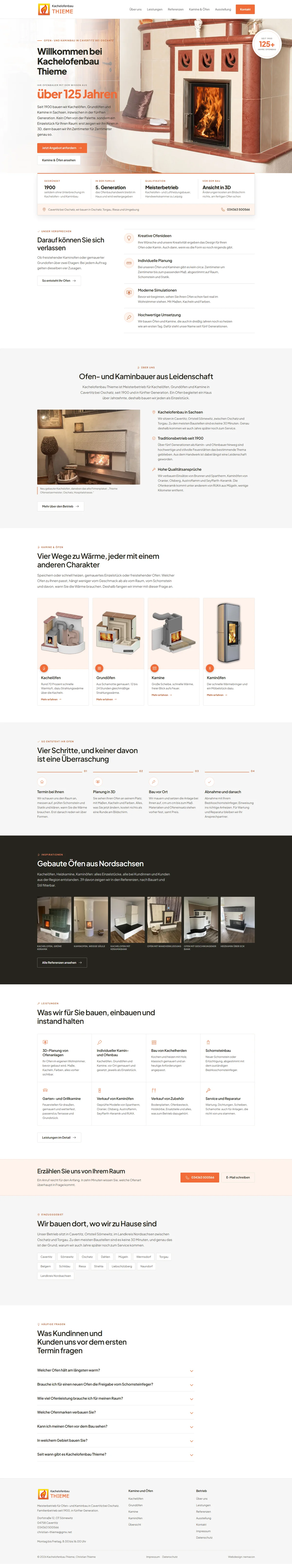 Website von Kachelofenbau Thieme, gebaut von nemacon