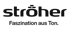 Ströher Logo mit Slogan "Faszination aus Ton." auf dunkelgrünem Hintergrund.
