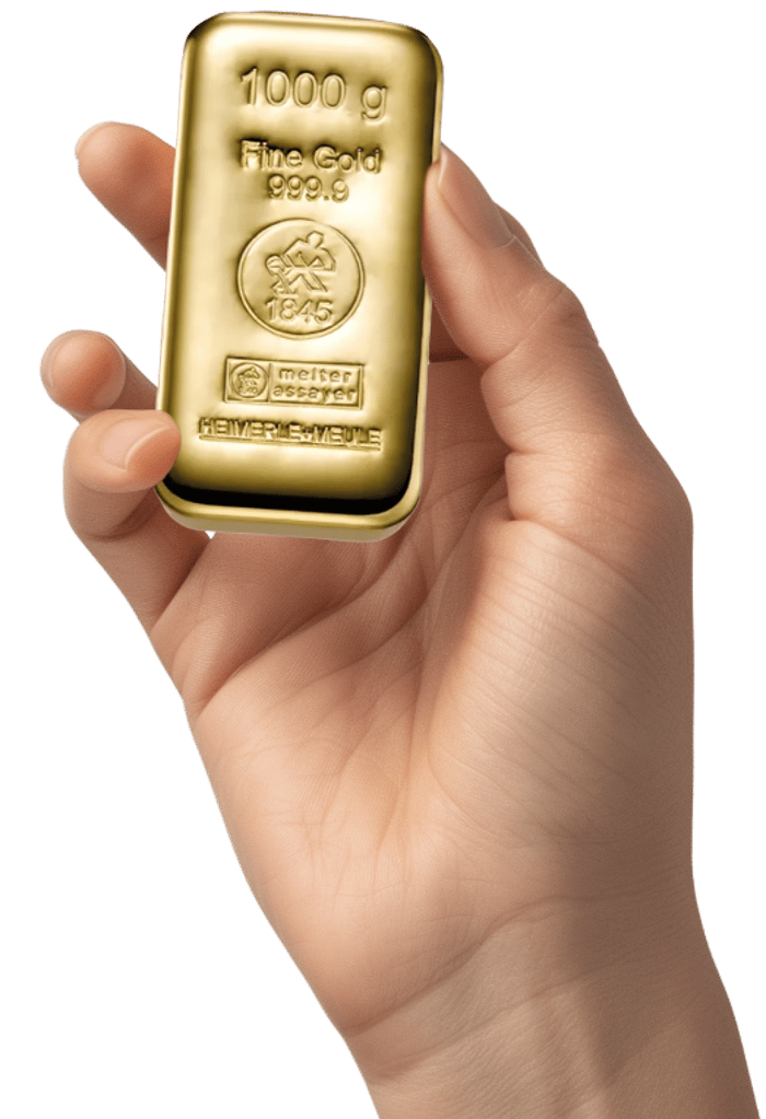 Hand mit Goldbarren