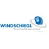Logo der Firma Windschiegl mit zwei blauen Kopfprofilen, Zahnrädern und dem Slogan „Eine Kopflänge voraus.“