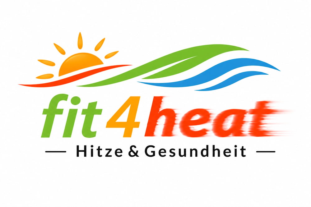 fit4heat Logo in Farbe mit typografischem Hitzeschutz-Design und Hitzewelle