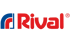Rotes und blaues Rival-Logo auf grünem Hintergrund.