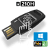 Clé USB noire B 210H avec lecteur d'empreintes digitales, icônes Windows Hello et FIDO2.