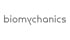 Schriftzug biomychanics in grauer, serifenloser Schrift auf weißem Hintergrund mit einem stilisierten Buchstaben Y.