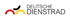 Logo mit schwarzer, roter und goldener Halbkreisform und dem Text "DEUTSCHE DIENSTRAD".