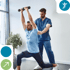 Physical therapist guiding strength and mobility rehab exercises