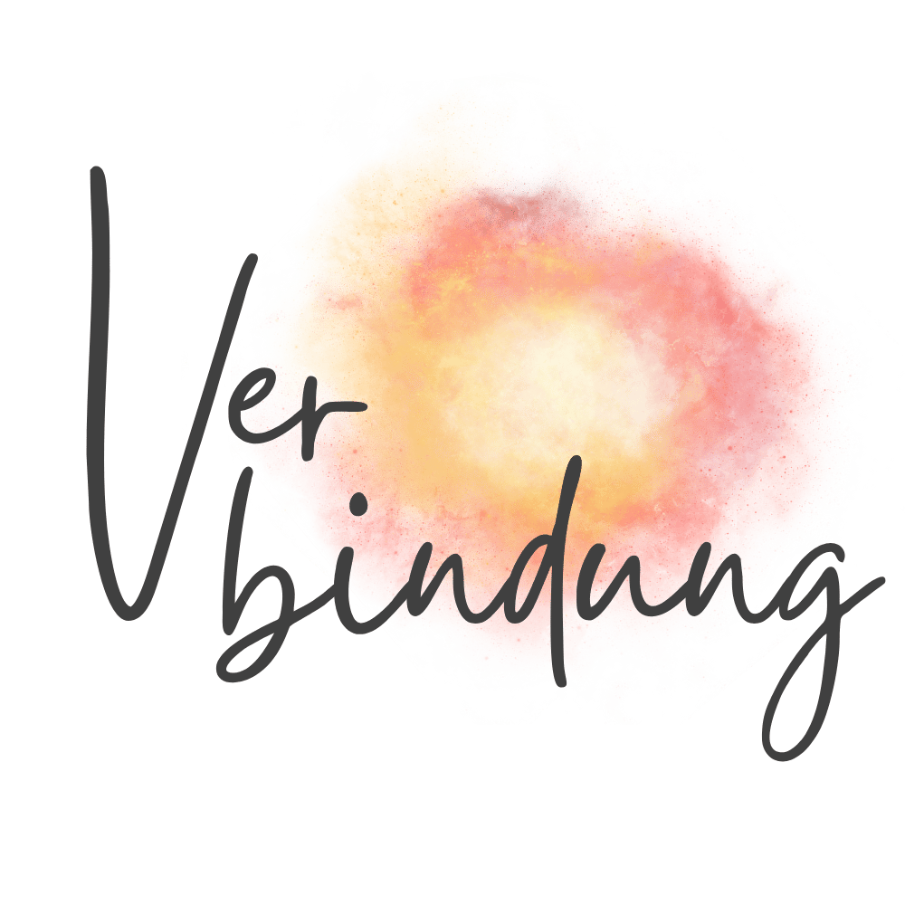 Das Wort „Verbindung“ in dunkler Schrift über einem leuchtenden, orange-roten Farbfleck.
