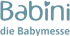 Babini die Babymesse Logo: "Babini" in Blau, mit Herz über dem "i", darunter "die Babymesse".