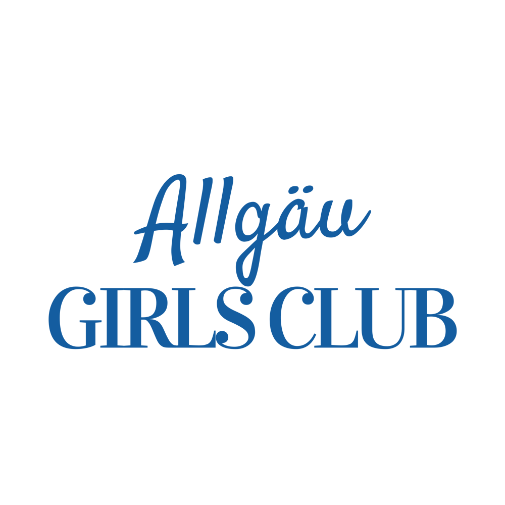 Dunkelgrüner Hintergrund mit blauem Text "Allgäu GIRLS CLUB".