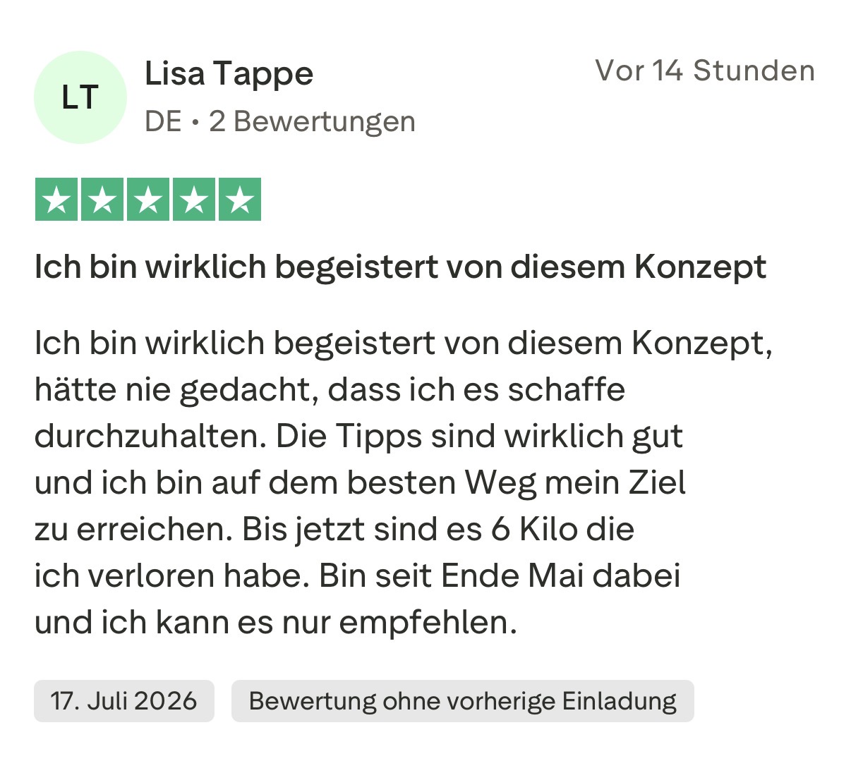 Nachricht einer Kundin