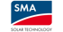 SMA Solar Technology Logo mit blauem und rotem Hintergrund.