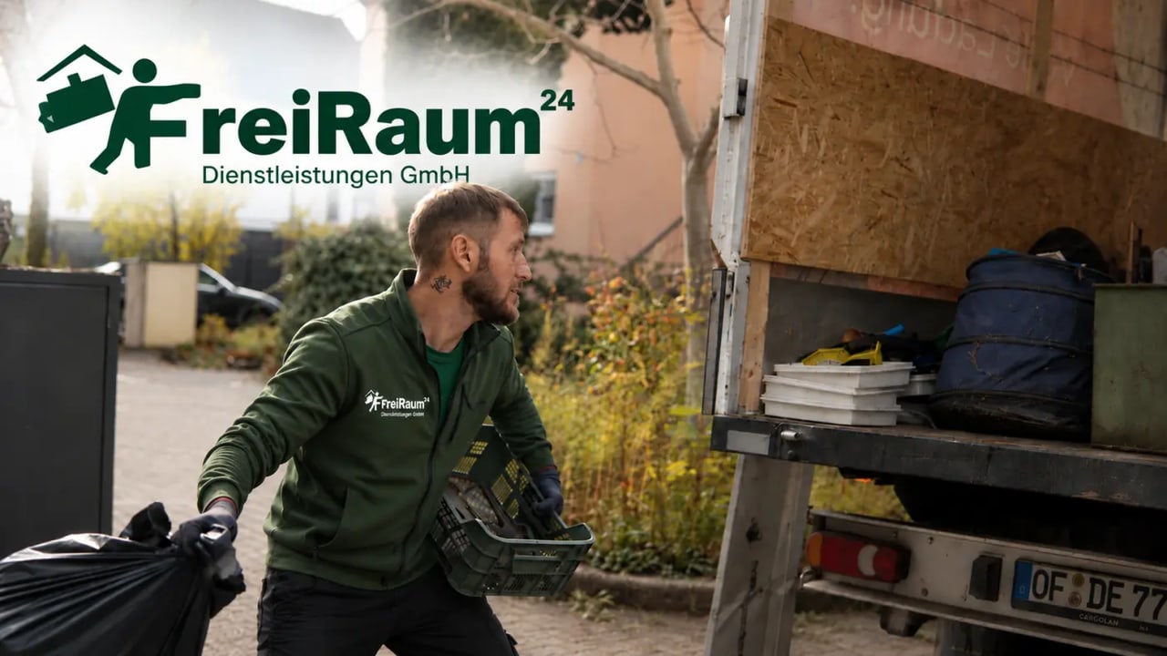 Mitarbeiter von FreiRaum24 lädt bei einer Hausentrümpelung den Transporter