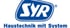 Blaues SYR-Logo mit Claim "Haustechnik mit System".