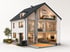 Schnittmodell eines Hauses mit Wärmepumpe, Fußbodenheizung und Klimaanlage.