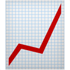 Roter Linien-Diagramm mit steigendem Trend auf kariertem Hintergrund.