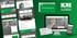 Corporate Design der KJH Glasbau auf Monitor, Smartphone und Flyern in Grün und Weiß mit Logo und Firmenwagen.