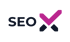 SEO X-Logo mit einem magentafarbenen Häkchen, das das X darstellt.