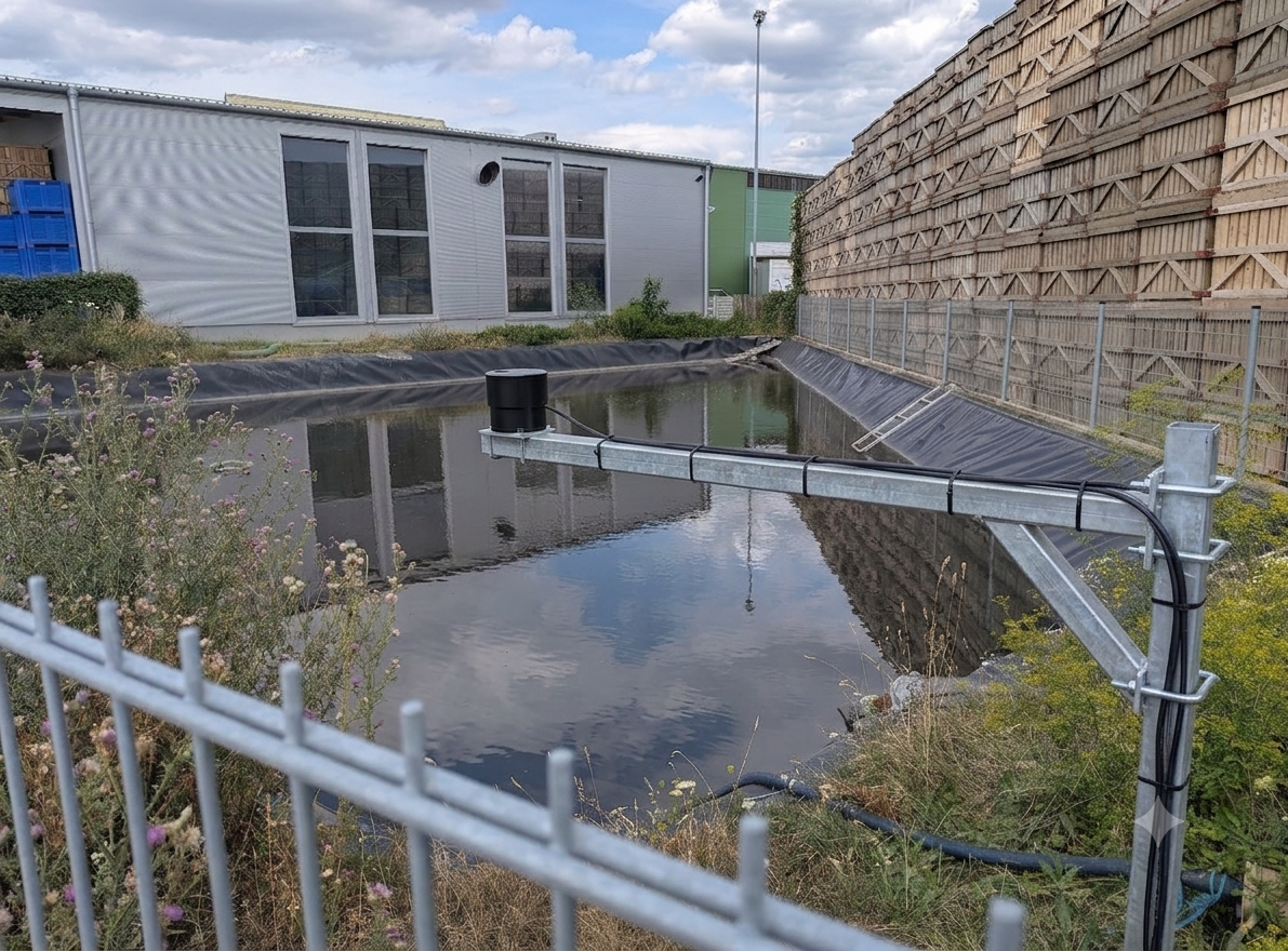 LevelTrack an einem Rückhaltebecken
